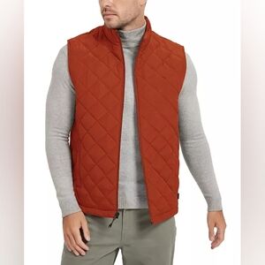 NWT Hawke & Co. Diamond Quilted Heritage Vest, Created for Macy's Mens XL Orange